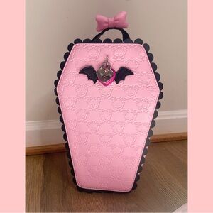 Pink Coffin-Shaped Bag with Bat